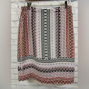 J Crew Colorful Geo Drapey Workwear Business Casual Preppy Pencil Skirt Sz 8